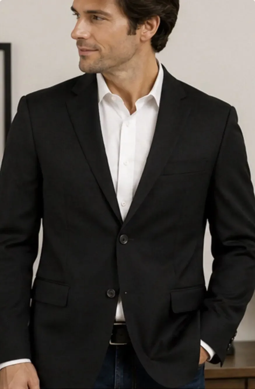 Calvin Klein X Slim Fit Sport Coat Blazer Black Mens 44S Two Button
